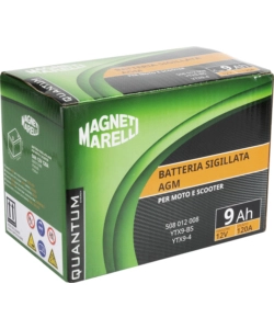 MAGNETI MARELLI BATTERIA MOTO E SCOOTER 9AH 12V 120A TECNOLOGIA AGM SIGILLATA POLO POSITIVO SINISTRO